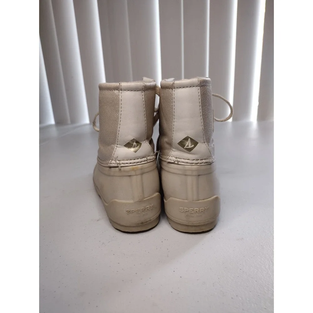 Sperry Top Sider Kids Boots‎ Beige Glitter Waterproof Duck Boots Size 1